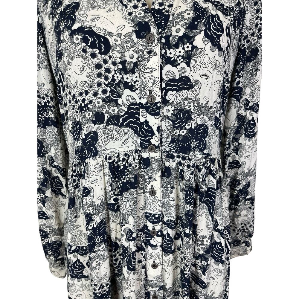 Anthropologie 34 of 52 Conversations Colloquial Faces A-Line Shirt Dress Size 8 - Picture 7 of 9